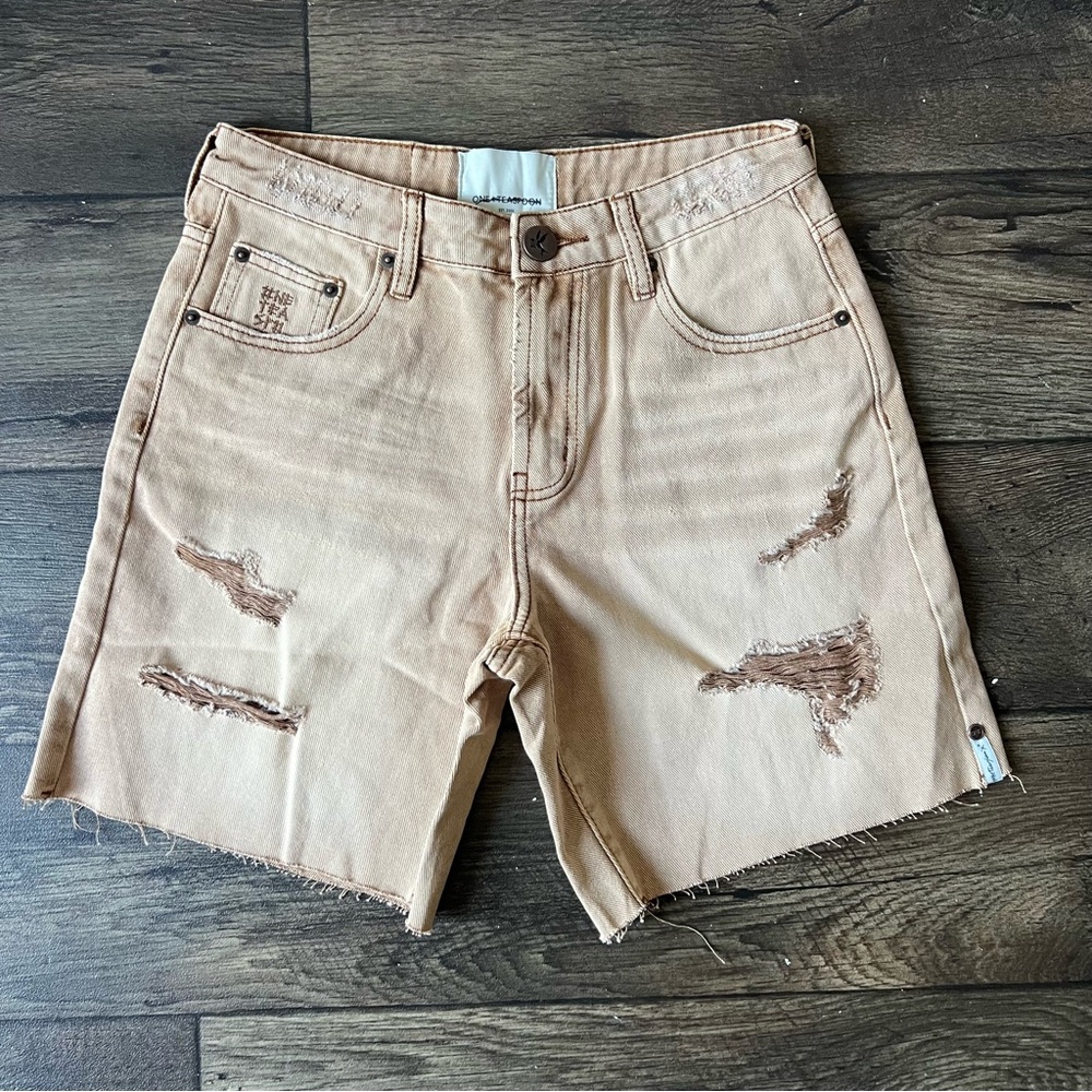 One Teaspoon x Free People Women's Jackson Wide Denim Shorts Brown Size 26 NEW